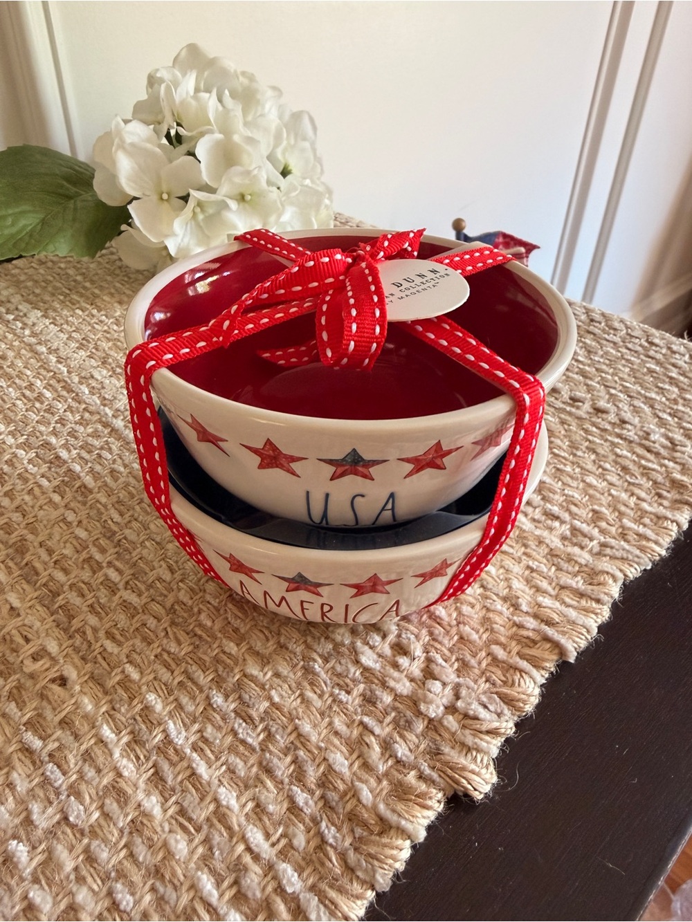 🇺🇸NWT🇺🇸 Rae Dunn Set Of 2 Patriotic Independence Day Small Serving Bowls